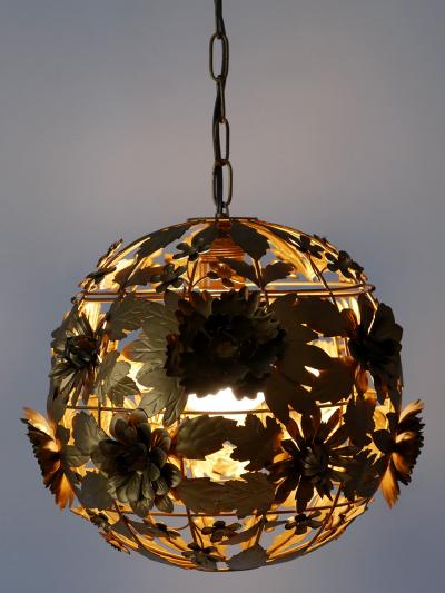 Rare Gorgeous Mid Century Modern Metal Floral Pendant Lamp Germany 1960s