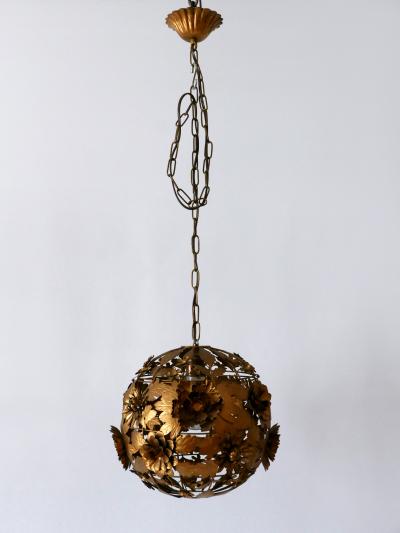 Rare Gorgeous Mid Century Modern Metal Floral Pendant Lamp Germany 1960s