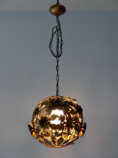 Rare Gorgeous Mid Century Modern Metal Floral Pendant Lamp Germany 1960s