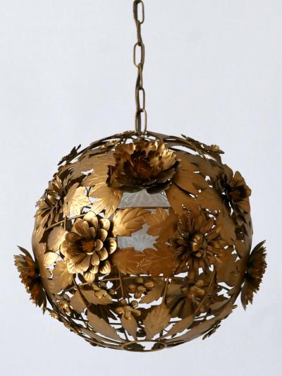 Rare Gorgeous Mid Century Modern Metal Floral Pendant Lamp Germany 1960s
