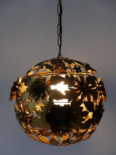 Rare Gorgeous Mid Century Modern Metal Floral Pendant Lamp Germany 1960s