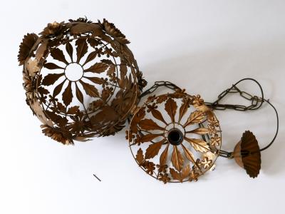 Rare Gorgeous Mid Century Modern Metal Floral Pendant Lamp Germany 1960s