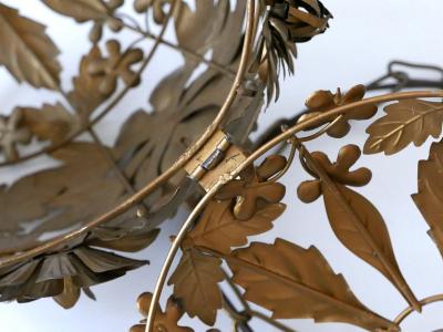 Rare Gorgeous Mid Century Modern Metal Floral Pendant Lamp Germany 1960s