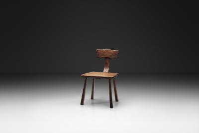 Rare Handcrafted Wooden Chair Europe Mid 20th Century