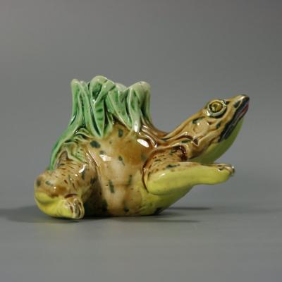 Rare Holdcroft Majolica Frog Toothpick Holder