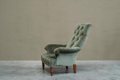 Rare Horrix Brothers Lounge Chair in Velvet The Netherlands Mid 19th Century