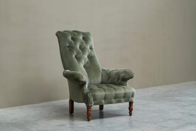 Rare Horrix Brothers Lounge Chair in Velvet The Netherlands Mid 19th Century