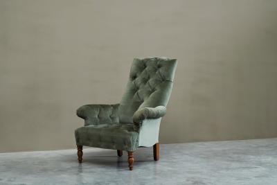 Rare Horrix Brothers Lounge Chair in Velvet The Netherlands Mid 19th Century
