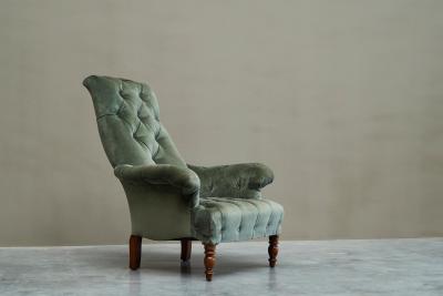 Rare Horrix Brothers Lounge Chair in Velvet The Netherlands Mid 19th Century