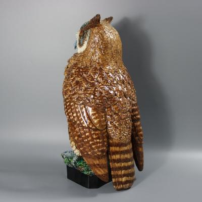 Rare Hugo Lonitz Majolica Eagle Owl Figure