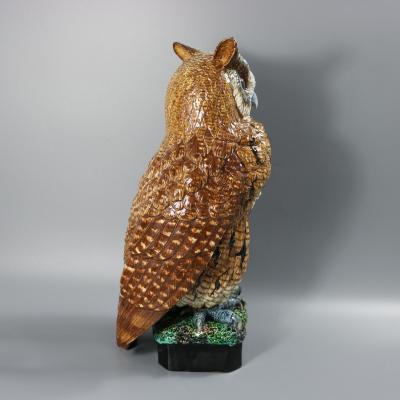 Rare Hugo Lonitz Majolica Eagle Owl Figure