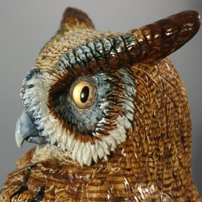 Rare Hugo Lonitz Majolica Eagle Owl Figure