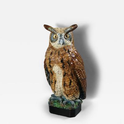 Rare Hugo Lonitz Majolica Eagle Owl Figure