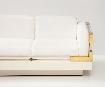 Rare Italian 1980s Lucite and Brass Sofa by Fabian 