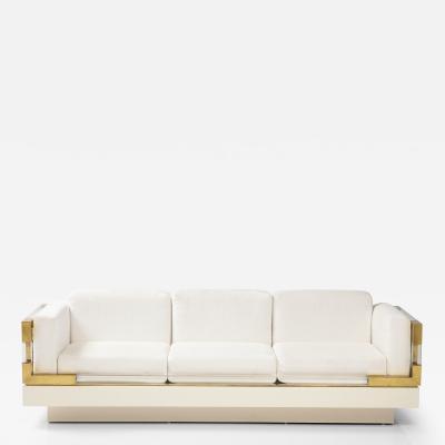 Rare Italian 1980s Lucite and Brass Sofa by Fabian 