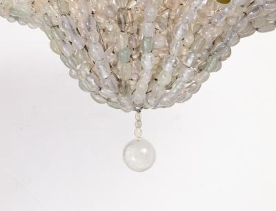 Rare Italian Art Deco Handblown Clear Beaded Chandelier