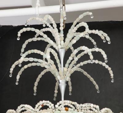 Rare Italian Art Deco Handblown Clear Beaded Chandelier