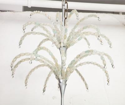 Rare Italian Art Deco Handblown Clear Beaded Chandelier