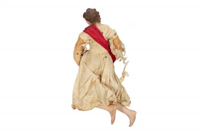 Rare Italian Carved Polychromed Cr che Santos Saint Angel Figurine ca 1750