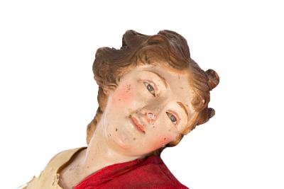 Rare Italian Carved Polychromed Cr che Santos Saint Angel Figurine ca 1750