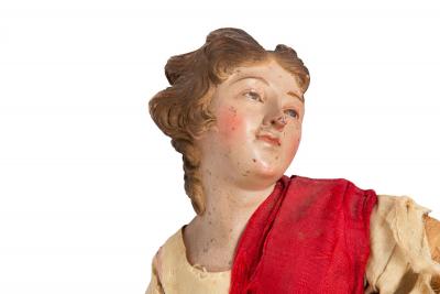 Rare Italian Carved Polychromed Cr che Santos Saint Angel Figurine ca 1750