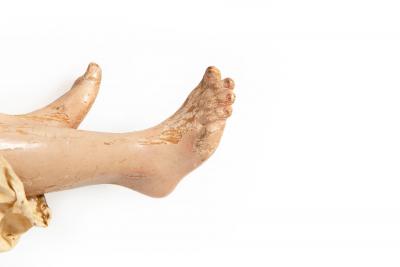 Rare Italian Carved Polychromed Cr che Santos Saint Angel Figurine ca 1750