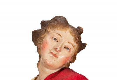 Rare Italian Carved Polychromed Cr che Santos Saint Angel Figurine ca 1750