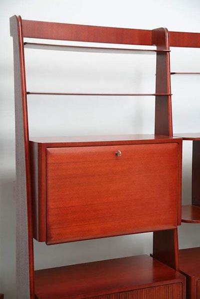 Rare Italian Modern Mahogany Tall Bookcase