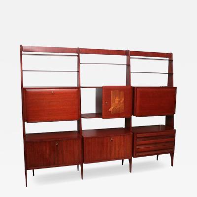 Rare Italian Modern Mahogany Tall Bookcase