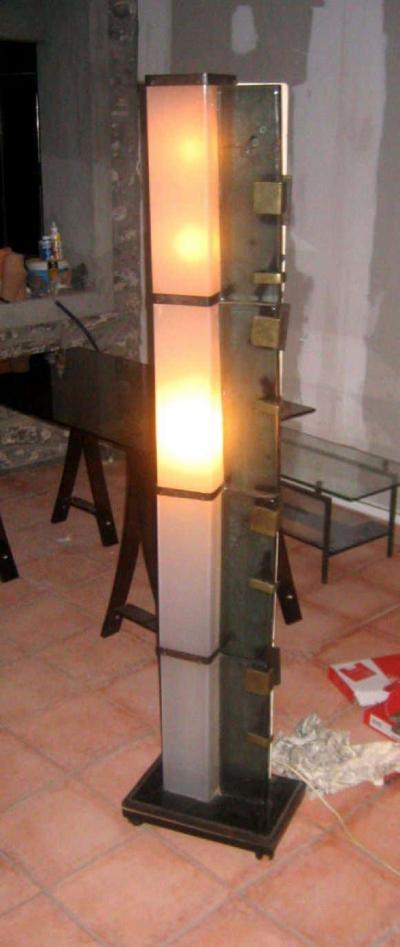 Rare Italian Murano Glass and Plexi Glass Light Sculpture or Floor Lamp