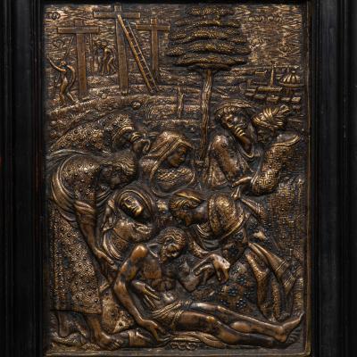 Rare Italian Renaissance 16th Century Bronze Plaque The Lamentation of Christ 