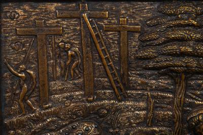 Rare Italian Renaissance 16th Century Bronze Plaque The Lamentation of Christ 