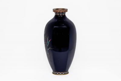 Rare Japanese Cloisonn Enamel Vase with Kingfisher and Reeds Hayashi Kodenji