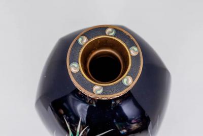 Rare Japanese Cloisonn Enamel Vase with Kingfisher and Reeds Hayashi Kodenji