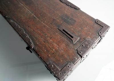 Rare Japanese Wood Chest Zenibako on Custom Stand