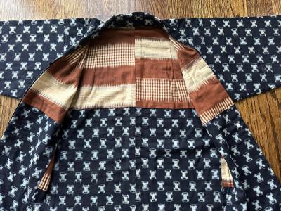 Rare Japanese Woven Ikat Child Kimono Nemaki