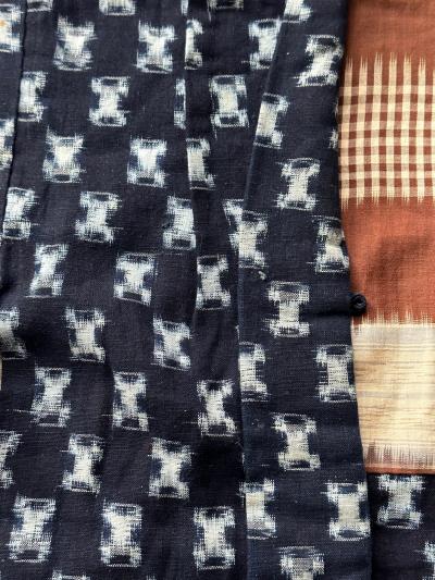 Rare Japanese Woven Ikat Child Kimono Nemaki