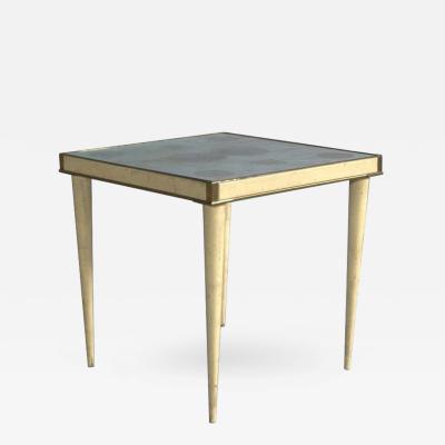 Rare Lacquered Italian Table with a Scagliola and Lithograph Top