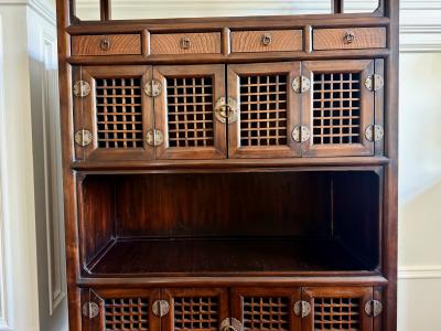 Rare Large Antique Four Level Korean Scholar Bookcase with COA
