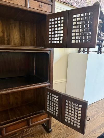 Rare Large Antique Four Level Korean Scholar Bookcase with COA