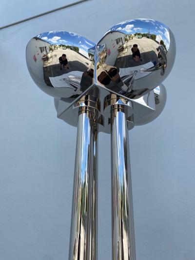 Rare Large Art Deco Period Polished Chromed Torchiere Lamp Two Available