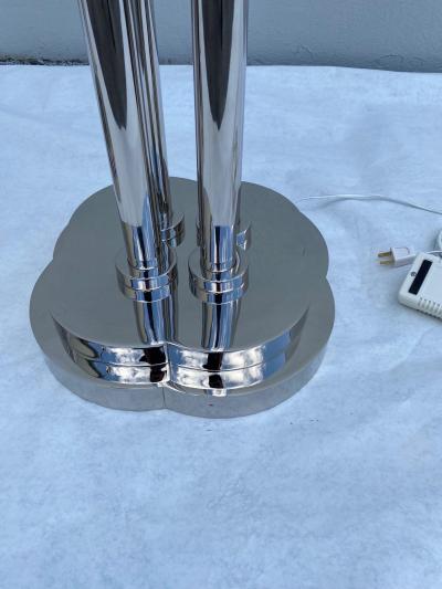 Rare Large Art Deco Period Polished Chromed Torchiere Lamp Two Available