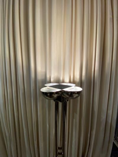 Rare Large Art Deco Period Polished Chromed Torchiere Lamp Two Available