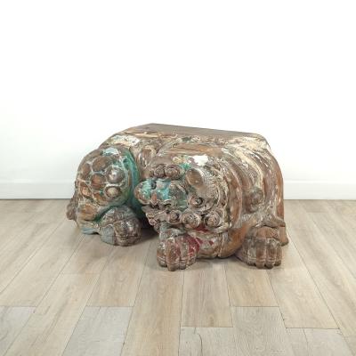 Rare Large Edo Japanese Carved Wooden Temple Lion 19th century or earlier