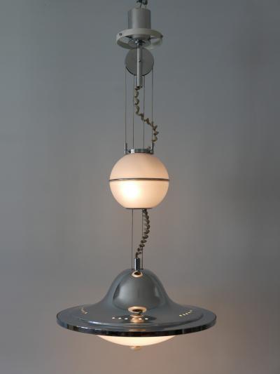 Rare Large Mid Century Modern Counterweight Pendant Lamp UFO Italy 1960s