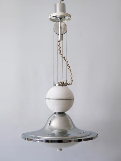 Rare Large Mid Century Modern Counterweight Pendant Lamp UFO Italy 1960s