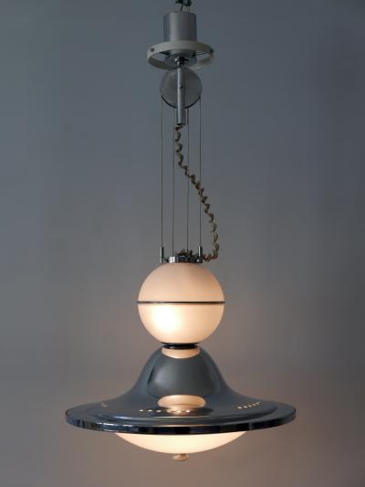 Rare Large Mid Century Modern Counterweight Pendant Lamp UFO Italy 1960s
