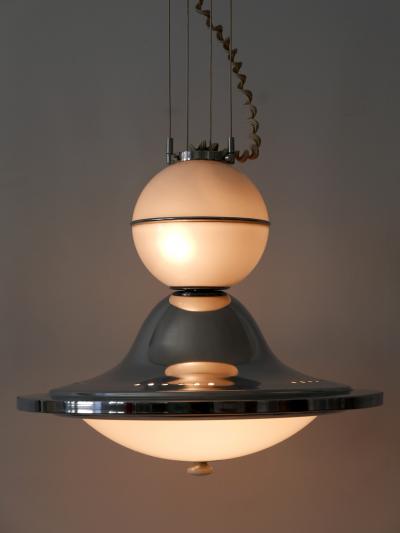 Rare Large Mid Century Modern Counterweight Pendant Lamp UFO Italy 1960s