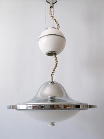 Rare Large Mid Century Modern Counterweight Pendant Lamp UFO Italy 1960s