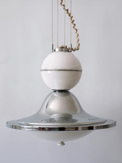 Rare Large Mid Century Modern Counterweight Pendant Lamp UFO Italy 1960s